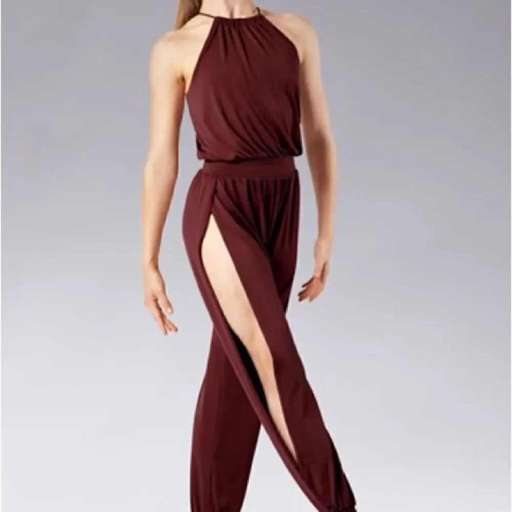 WEISSMAN balera Dance burgundy Costume Split Leg Unitard body suit MJ12201 LA ad